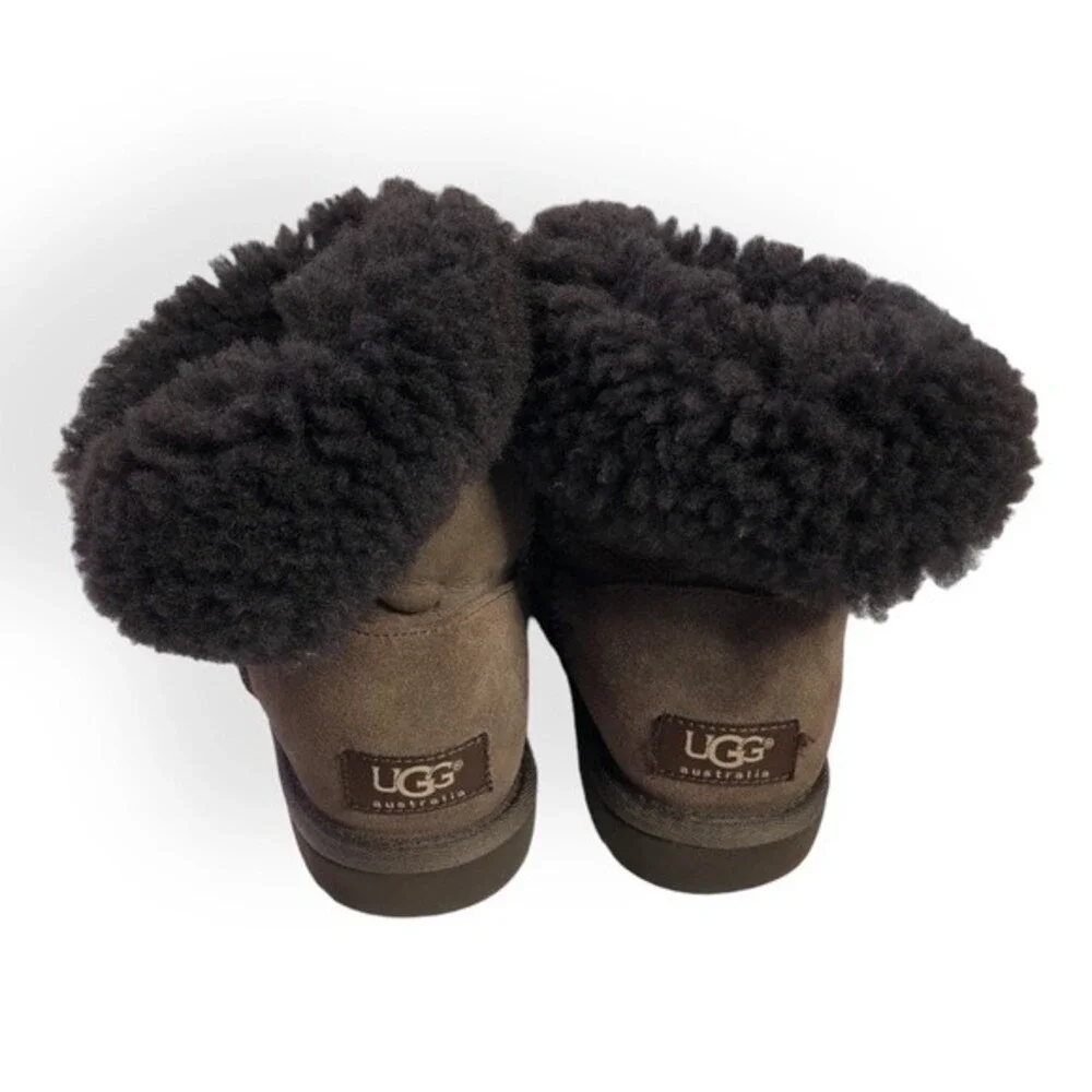 UGG Women’s Brown Bailey Button Genuine Leather Boots